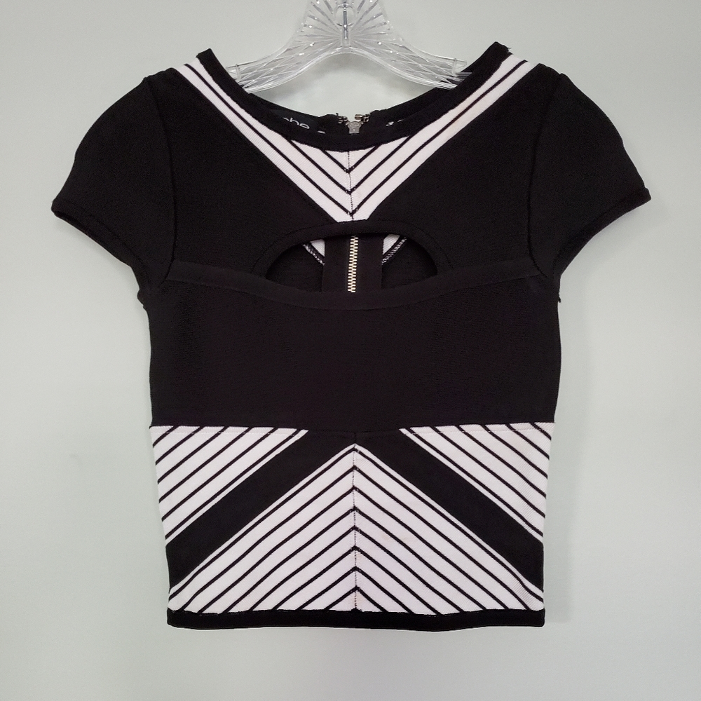 bebe Knit Cut-Out Crop Top